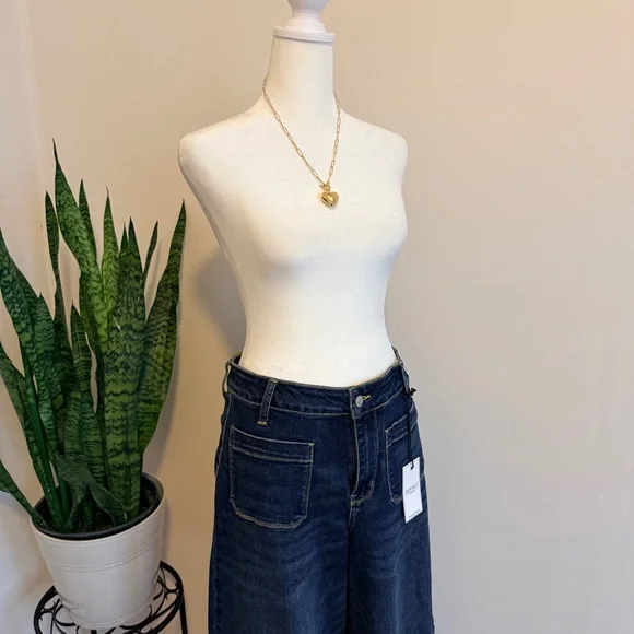 Judy Blue | High Rise Palazzo Wide Leg Jeans, Dark Indigo - Picture 2 of 11